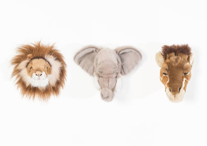 Mini Plush Animal Head Wall Decorations: Safari Set