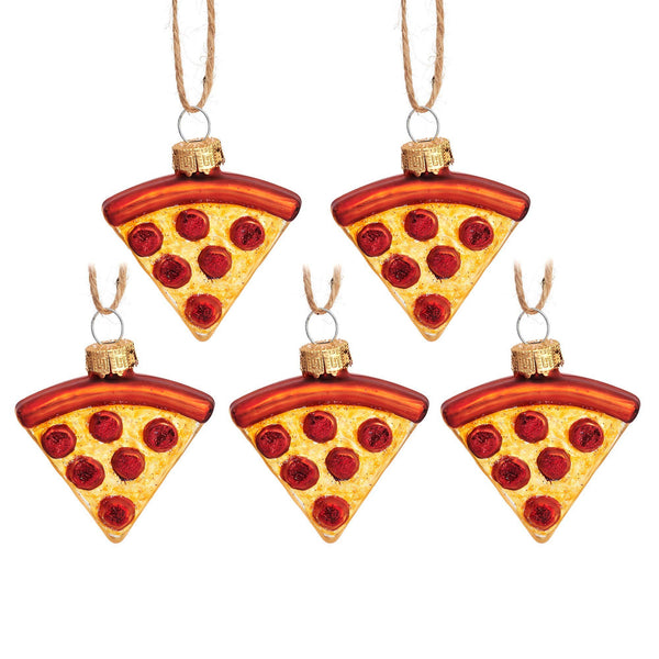 Pizza Slice Christmas Ornaments 5-Pack