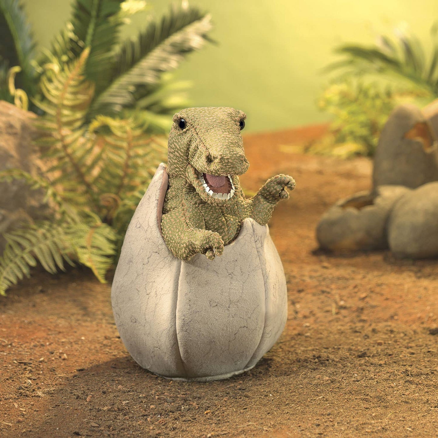 Marionnette à main Bébé dinosaure dans l'œuf 3134/ Œuf de dinosaure Folkmanis réaliste