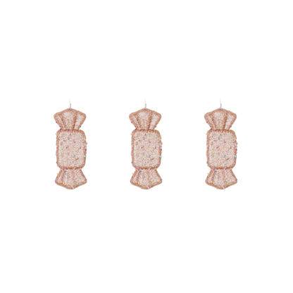 Kersthangers - 3 karamelschuim snoepjes, bruin/disco dip - S3-5,5x