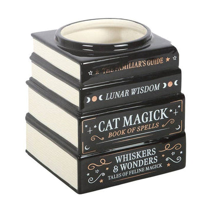 Magick Stack of Books Vase with Black Cat