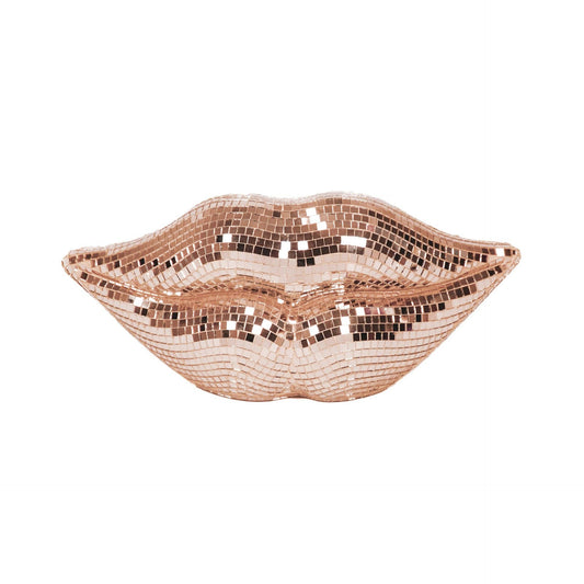 Ornament - Disco Lip - Glas - Roségoud - 29x10x13,5 cm