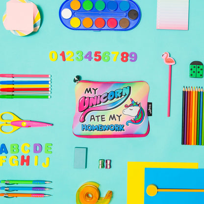 Large Printed Pencil Case - Unicorn Eight