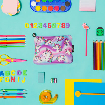 Grande trousse scolaire imprimée – holographique licornes