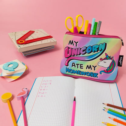 Large Printed Pencil Case - Unicorn Eight