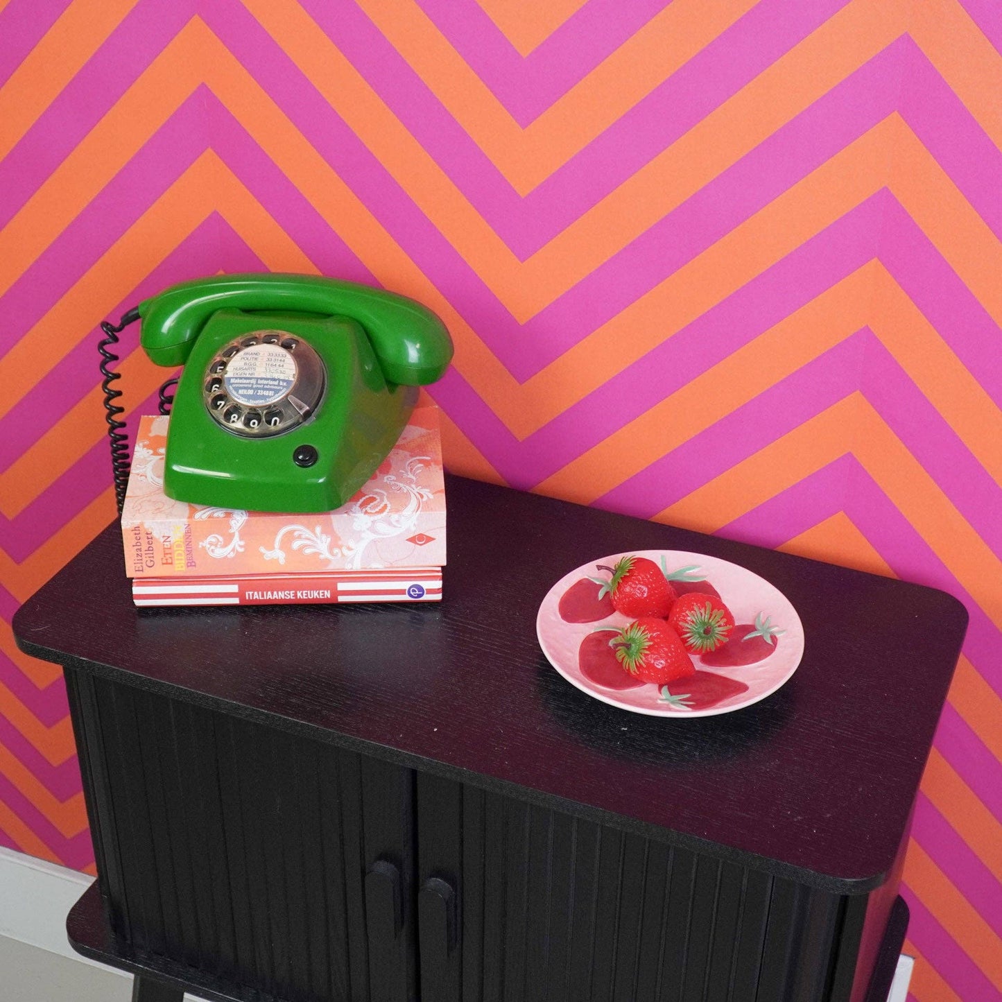 Decoratief bord - Aardbeien - Roze/Rood - 17,5 x 17,5 x 2 cm