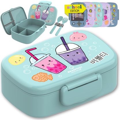 Kids' Bento Box with Compartments, Leakproof - BubbleTea, Mint