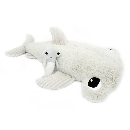Peluche Ptipotos Maman et Bébé Requin Marteau - Gris Clair