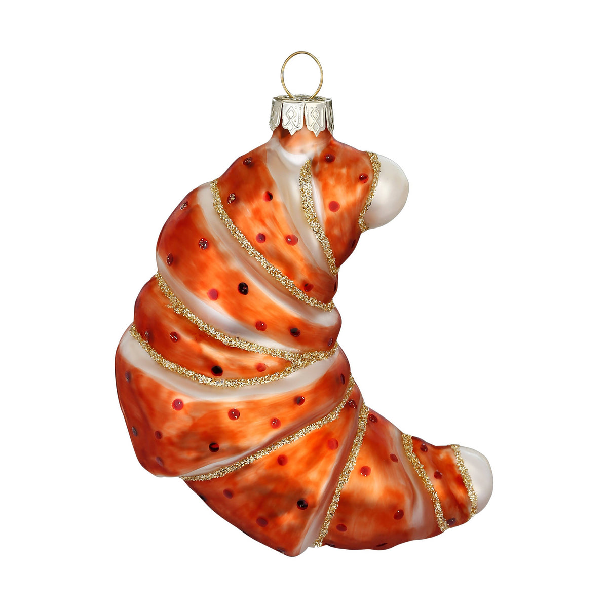 Ornement de Noël croissant, en verre, 10,5 cm – Holly & Jolly