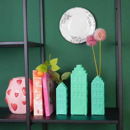 Flower vase - Home vase - Ceramic - Sea green - 5x4.5x14.5 cm