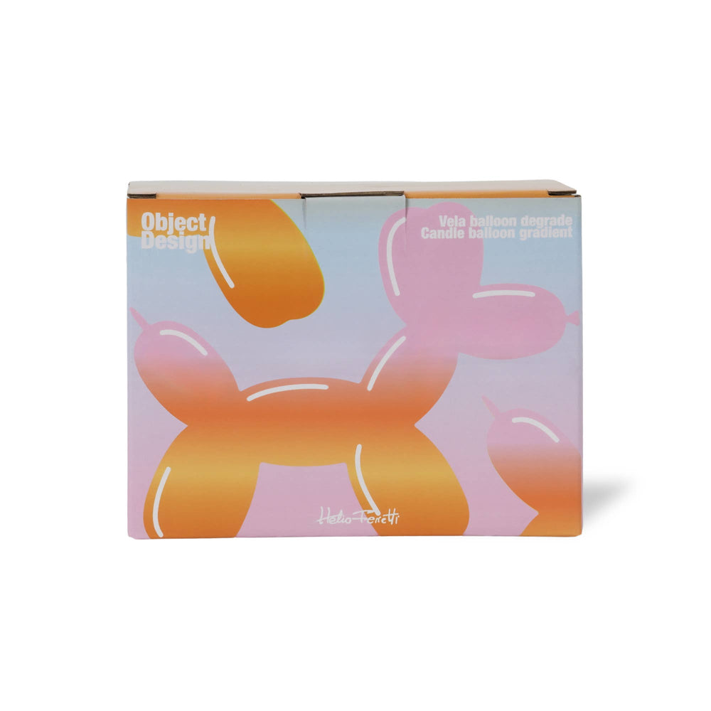 Ballon met zonsondergang en hondje als kaars
