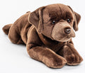 Peluche Labrador, Couché, avec Harnais (Marron) - 60 cm (Longueur)