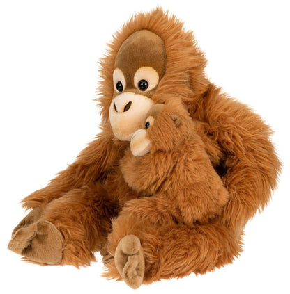 Peluche Orang-outan avec bébé, Assis
