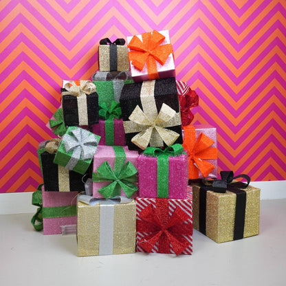 LED-kerstcadeau - S3 - Polystyreen - Roze/Groen - 15/20/25 cm