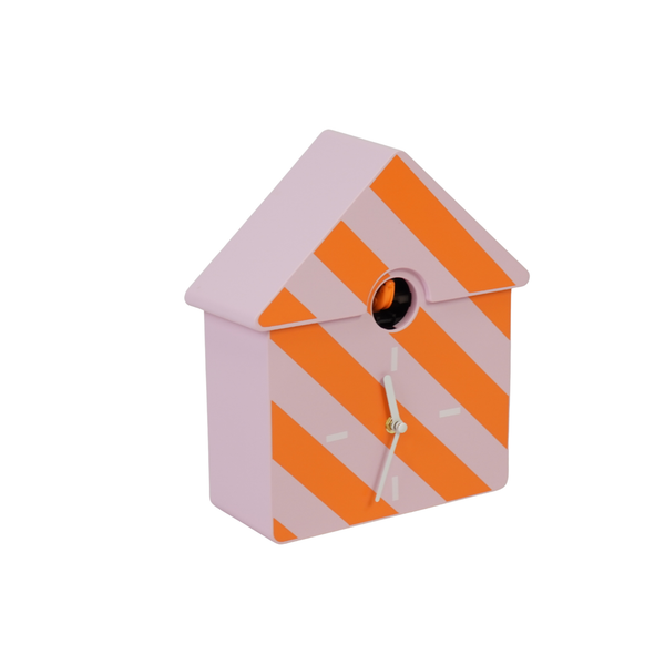 Clock - Cuckoo wall clock - Pattern - Orange/Pink - 24x27x9cm