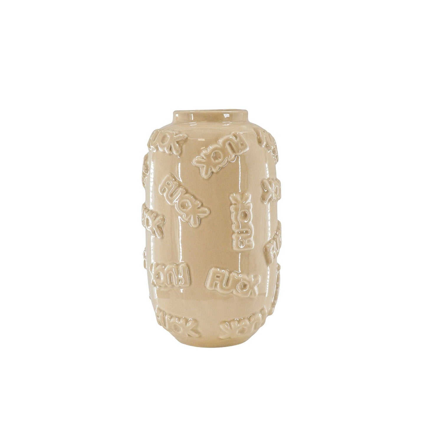 Vase - 'FUCK' - Ceramic - Beige - 17x17x27cm