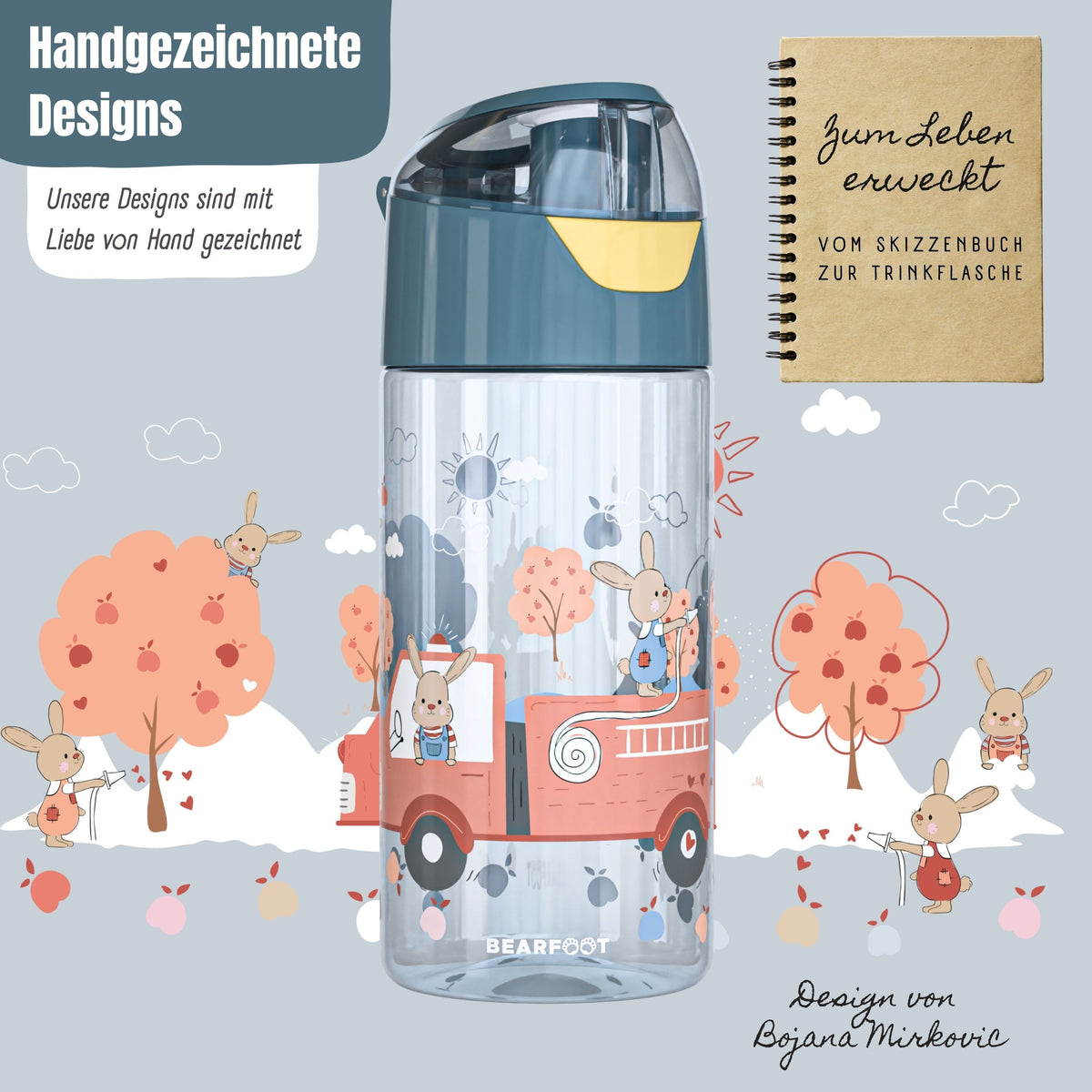 Kids' drinking bottle, lightweight water bottle - Firefighter