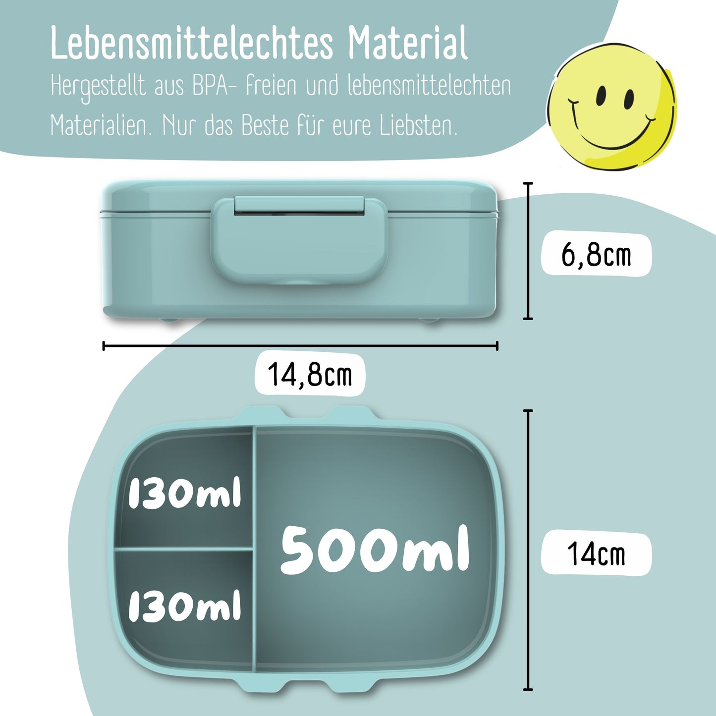 Kids' Bento Box with Compartments, Leakproof - BubbleTea, Mint