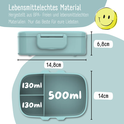 Kids' Bento Box with Compartments, Leakproof - BubbleTea, Mint
