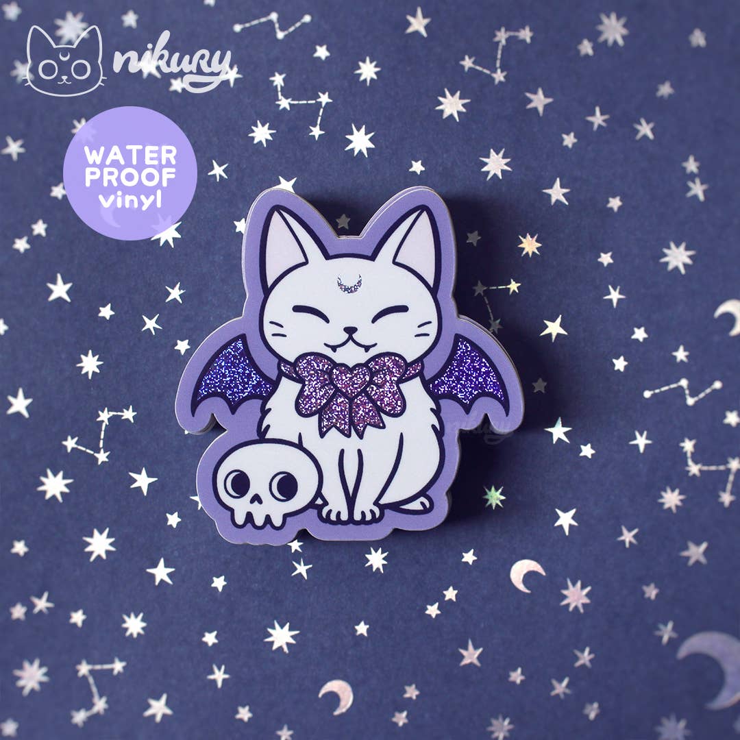 Meowgical Cat Bat Glitter Stickers