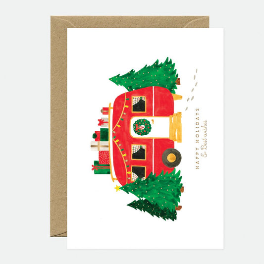 Xmas Caravan - Greeting Card - Gold Foil