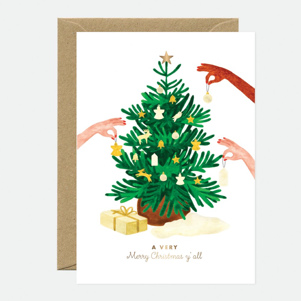 Chic Christmas Tree - Greeting Card - Gold Foil