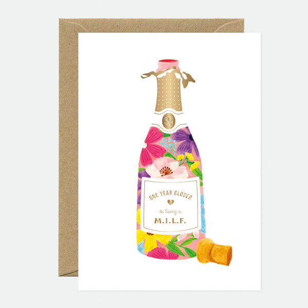 MILF Bottle - Carte de voeux - Feuille dorée