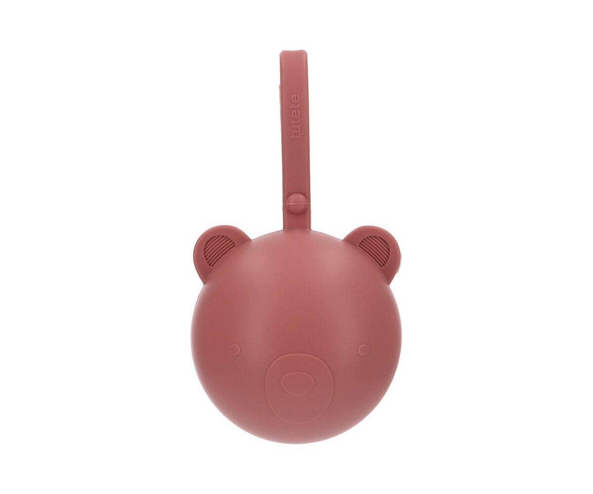 Silicone Soother Holder Dusty Pink Bear