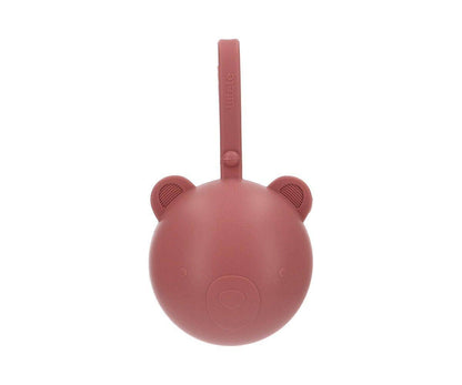 Silicone Soother Holder Dusty Pink Bear