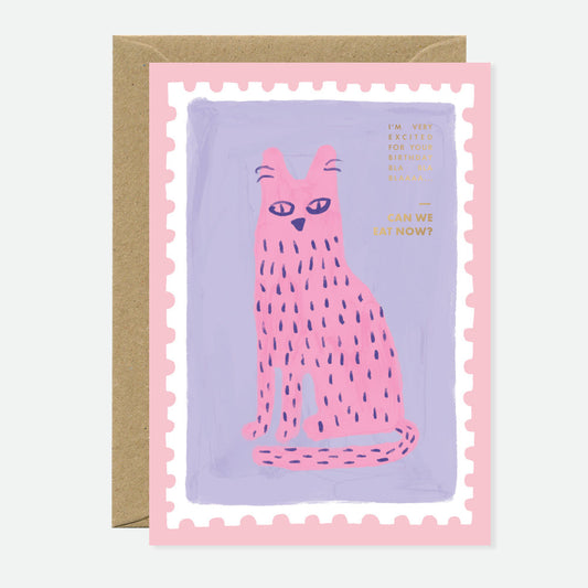 Hungry Cat - Greeting Card - Gold Foil