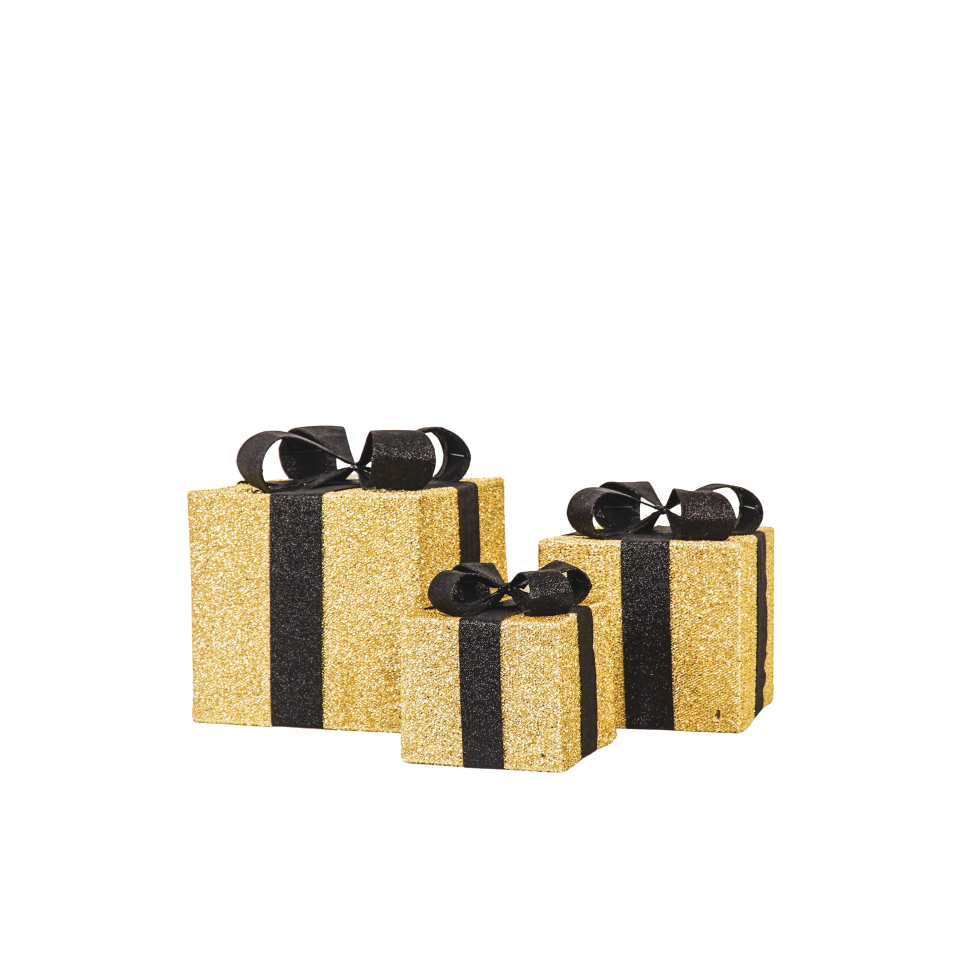 LED Christmas Gift - S3 - Polystyrene - Gold/Black - 15/20/25 cm