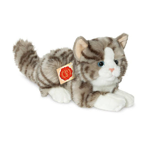 Grijze Liggende Kat Knuffel – 20 cm
