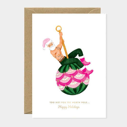 Hot Santa - Carte de vœux - Feuille d'or