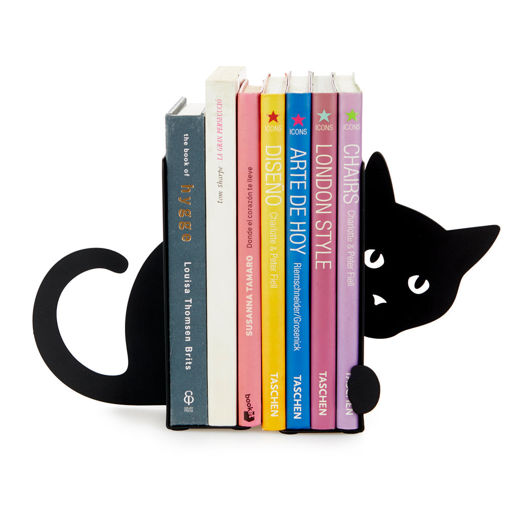 Double serre-livres chat caché