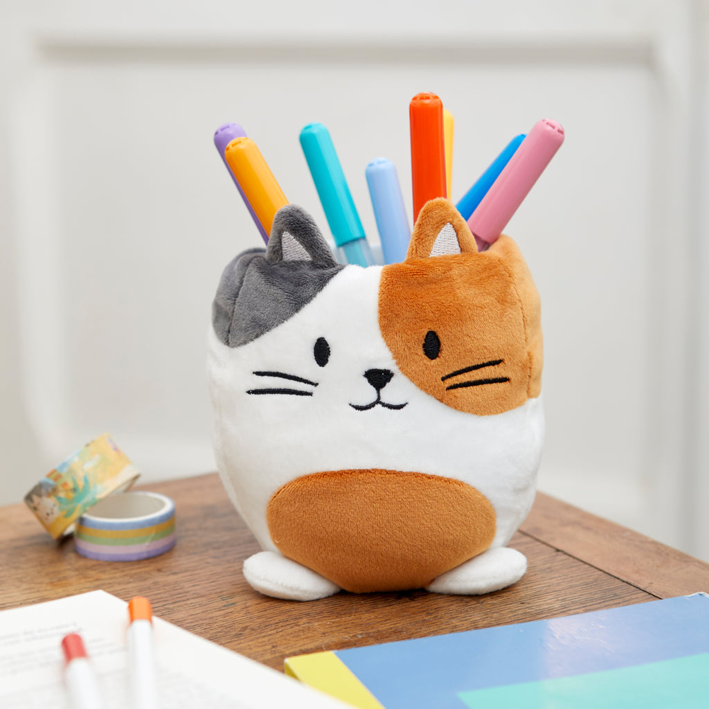 Fluffy Calico Kitty Pencil Holder