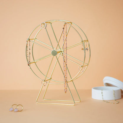 Support à bijoux roue dorée