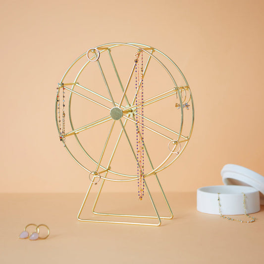 Support à bijoux roue dorée
