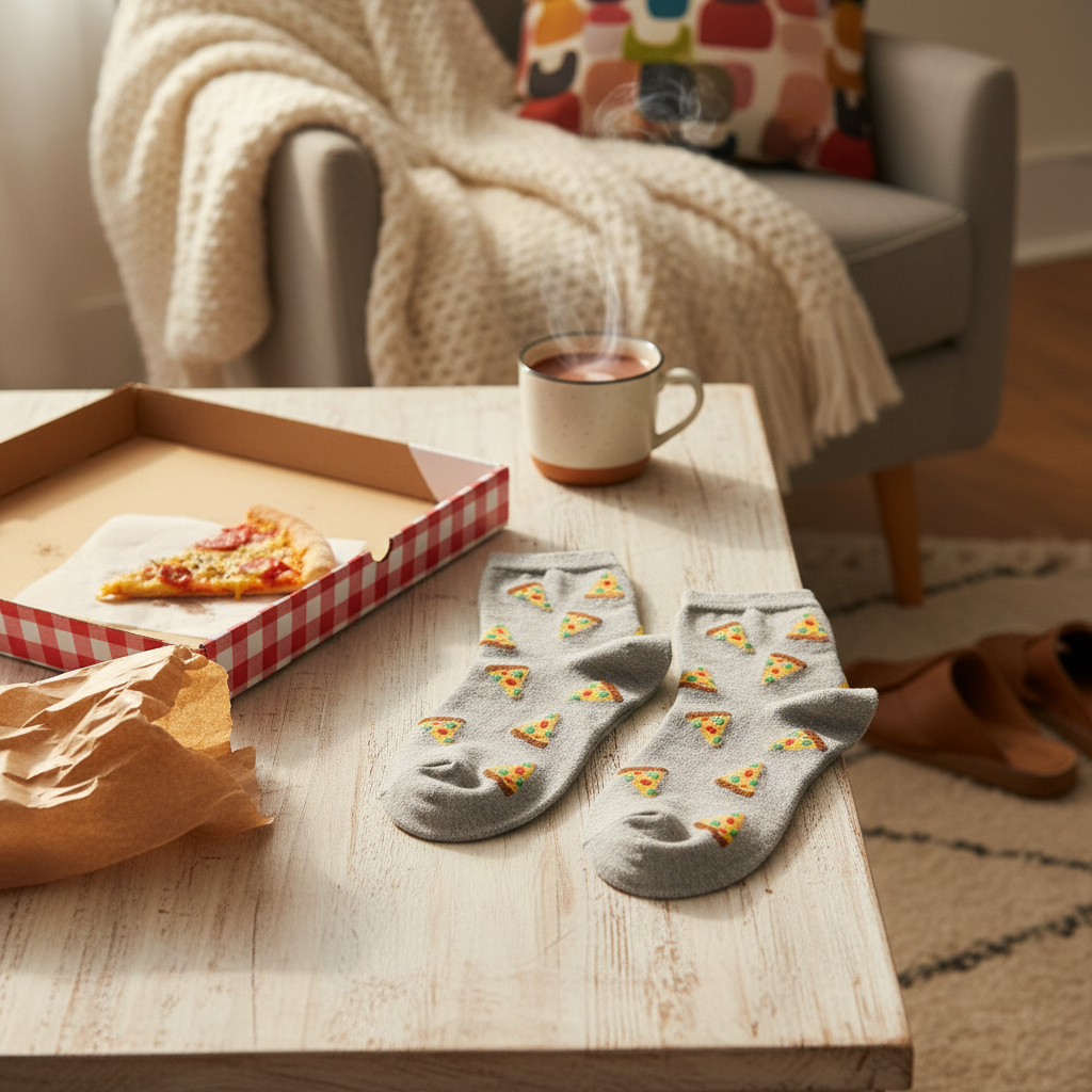 Gray Pizza Socks