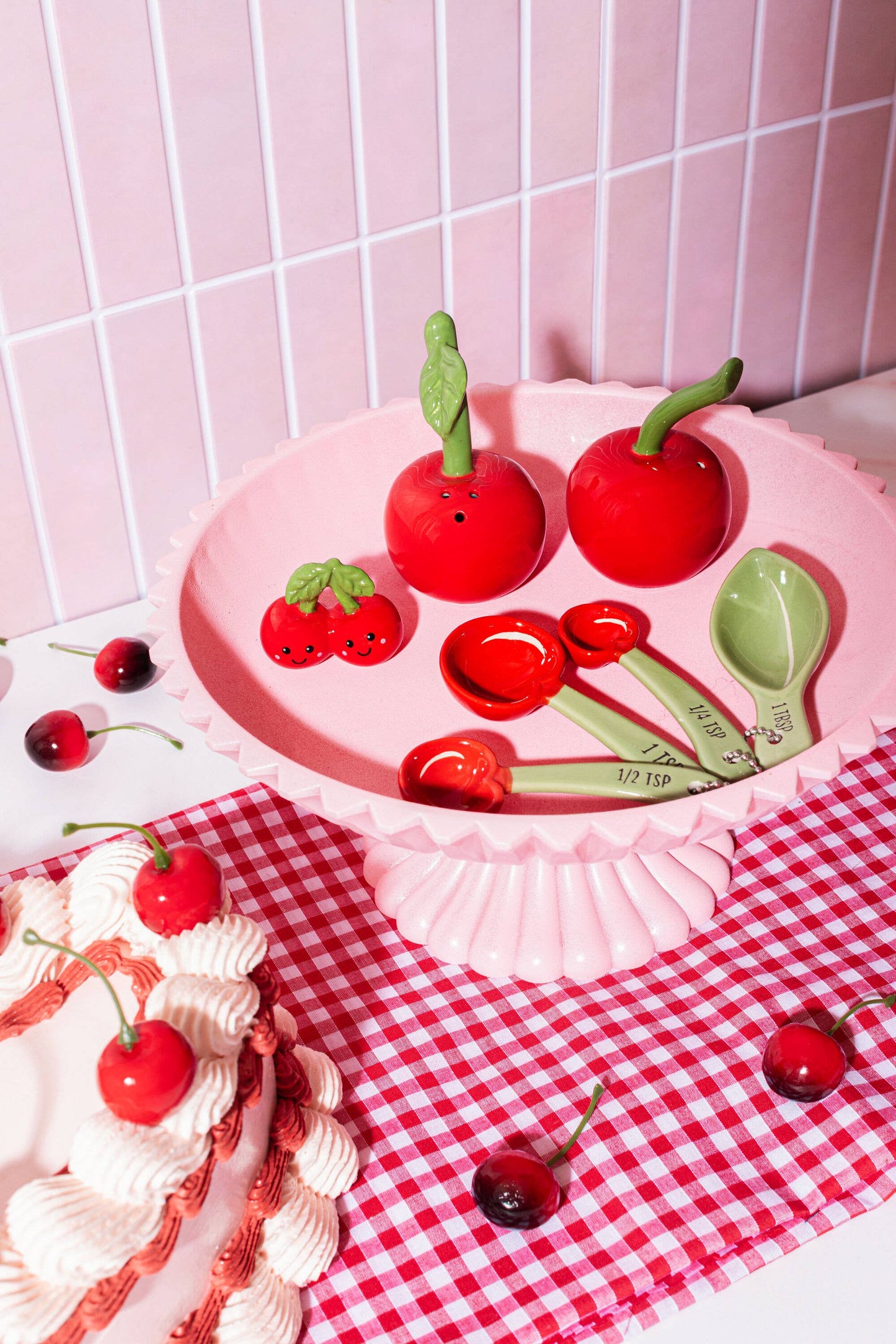 Salt and pepper, cherries