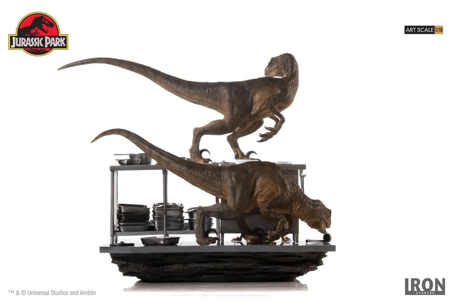 Velociraptors Statue in Kitchen Diorama - Jurassic Park - Art Scale 1/10 - Iron Studios
