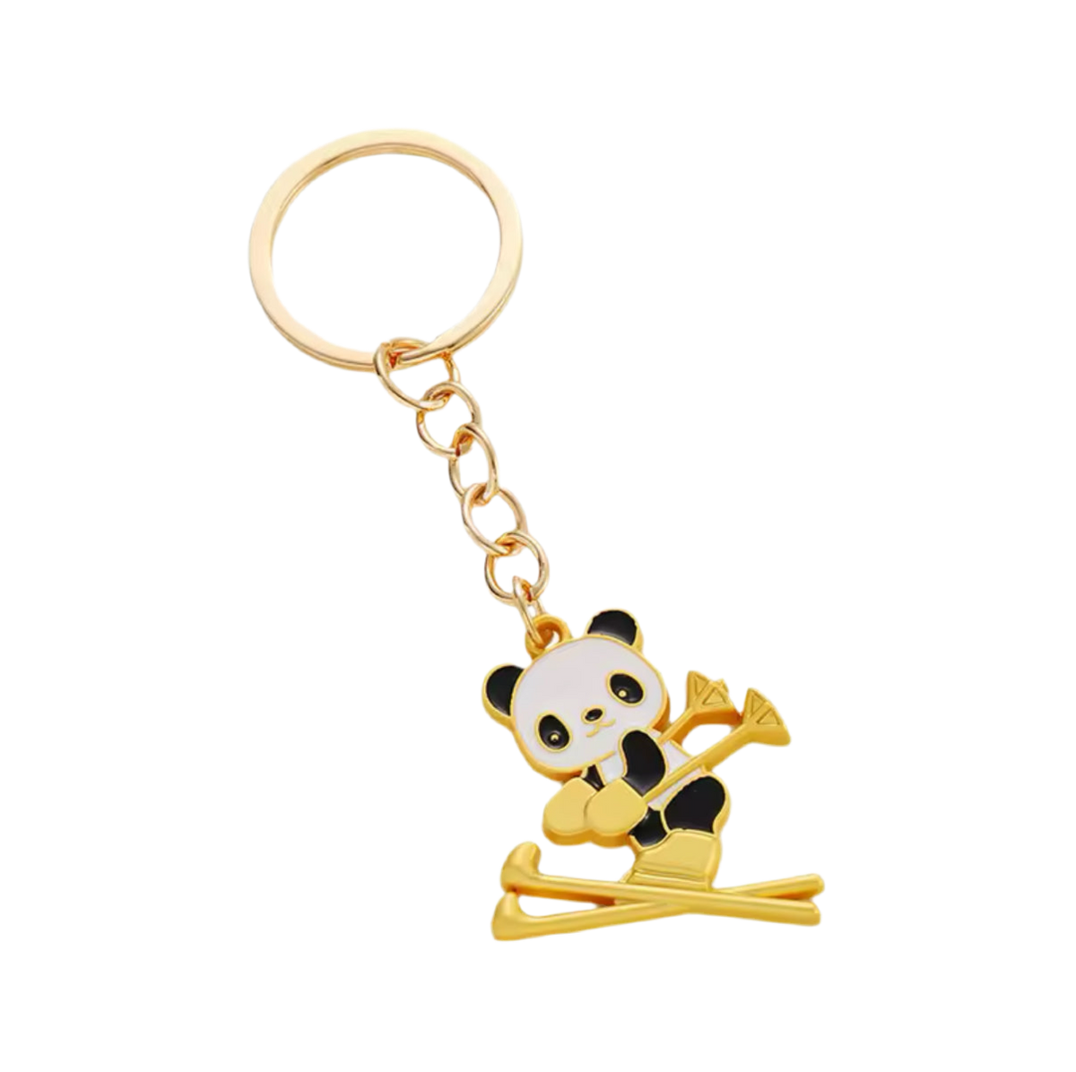 Skiing Panda Keychain