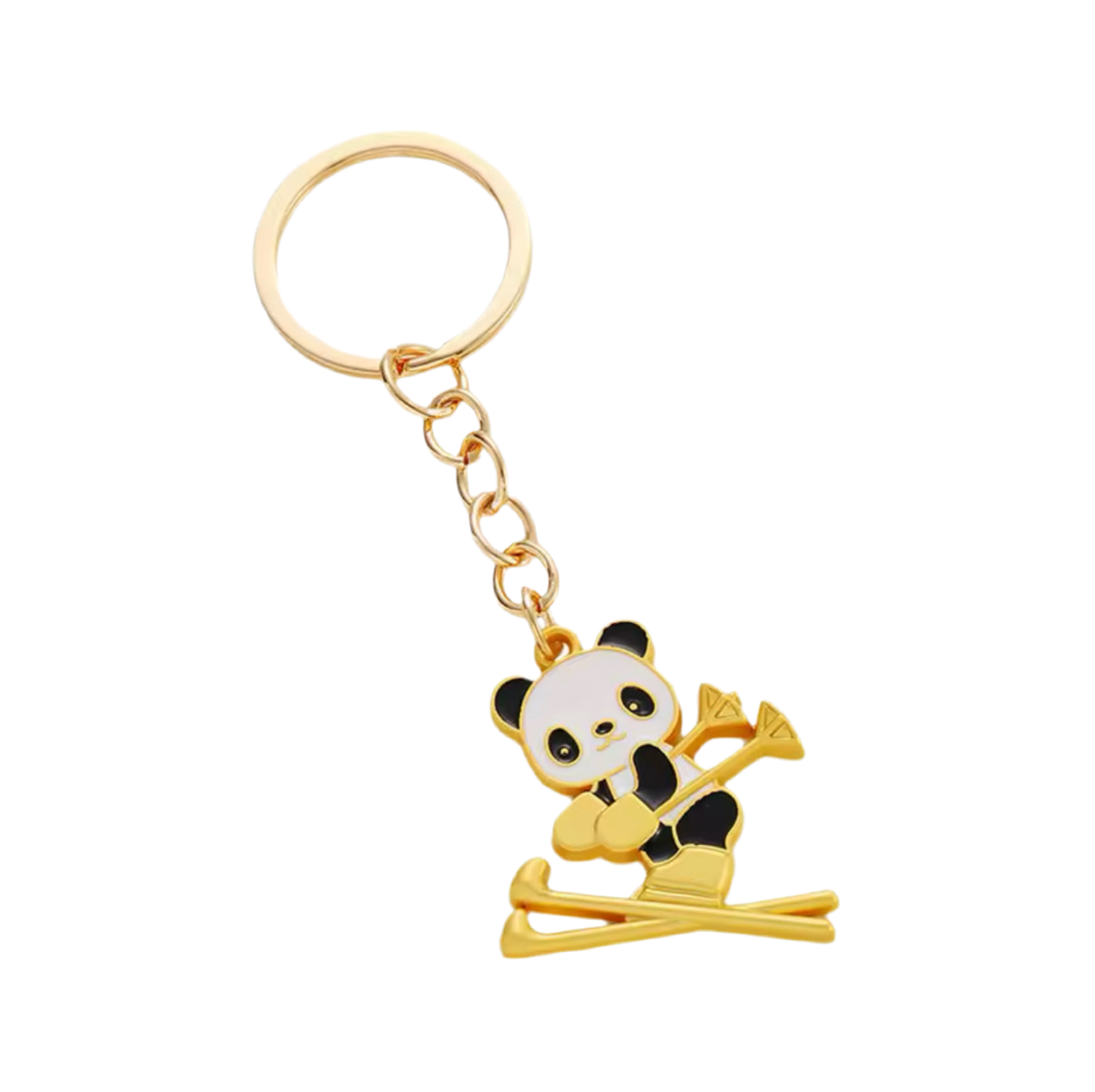 Skiing Panda Keychain