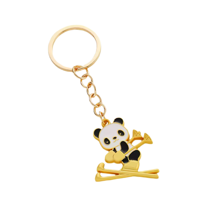 Skiing Panda Keychain