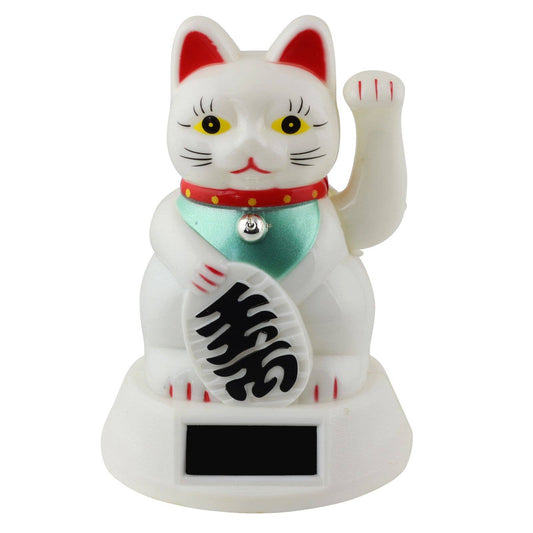 Solar lucky white cat 12cm