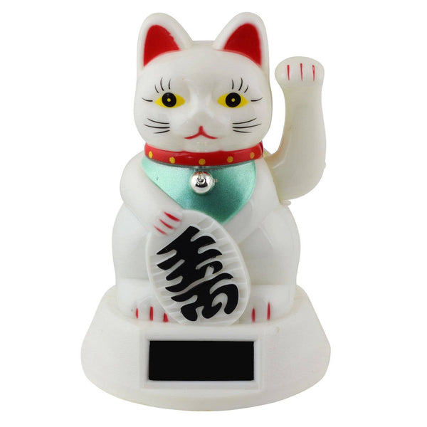 Solar lucky white cat 12cm