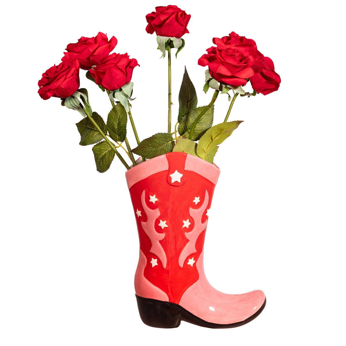 Red Cowboy Boot Vase