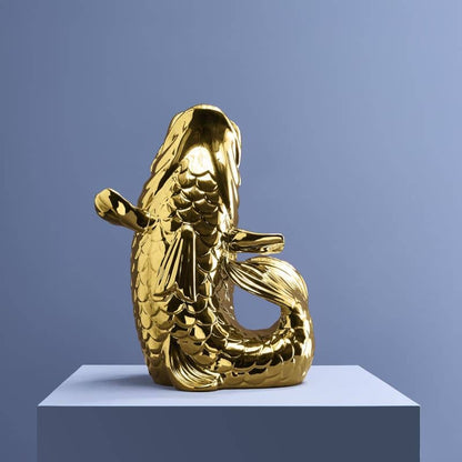 Gouden Blubb Vis Sculptuur/Vaas