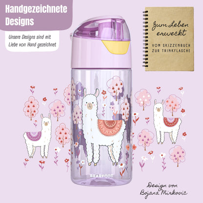 Kids' water bottle, lightweight - Llama