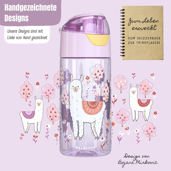 Kids' water bottle, lightweight - Llama