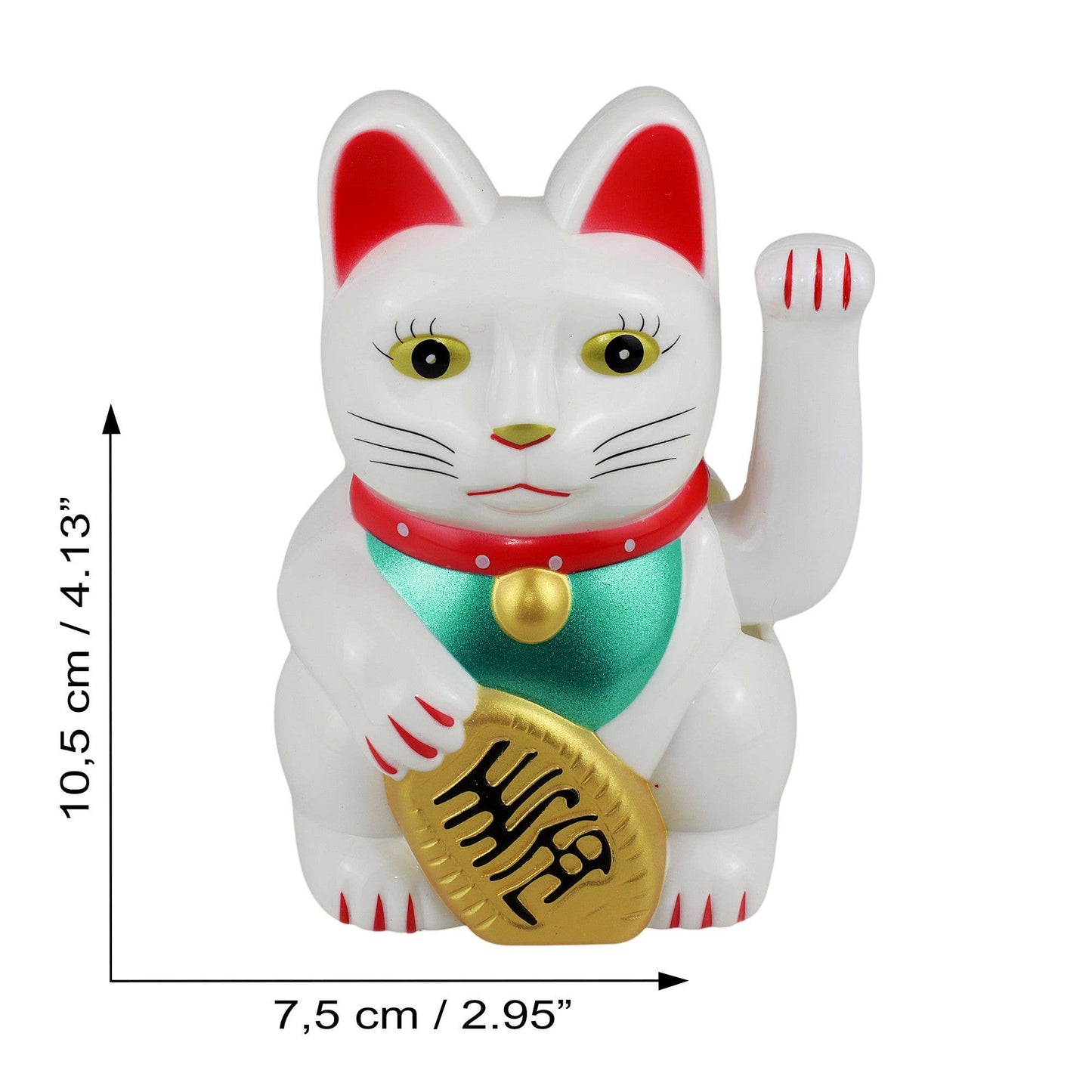 Solar Lucky Cat White 10.5 cm